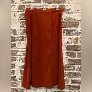 Elementz faux suede, rust, fit and flare midi skirt